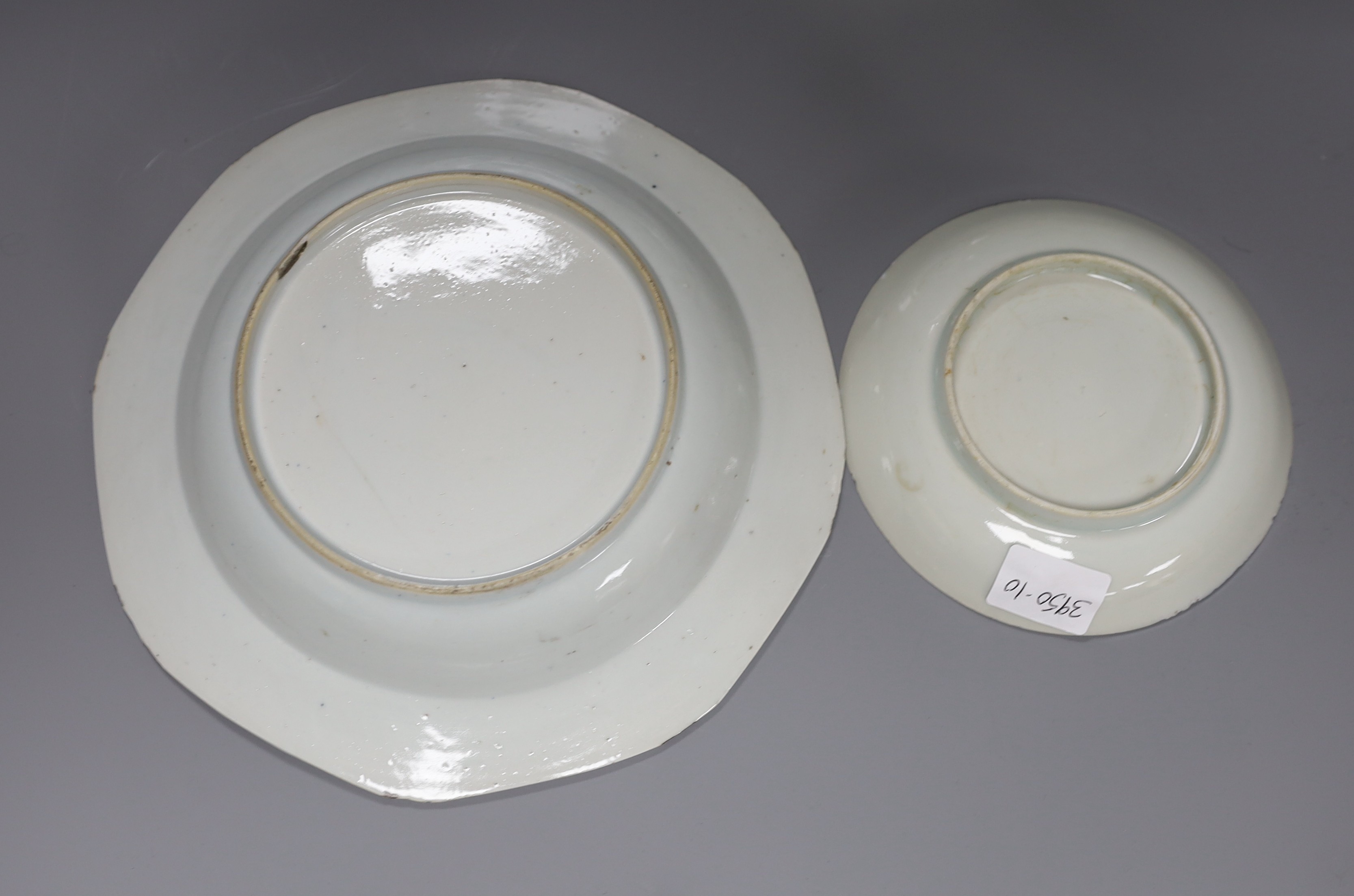 Four Chinese porcelain plates or dishes, 18th century and later, the largest 27.5 cm